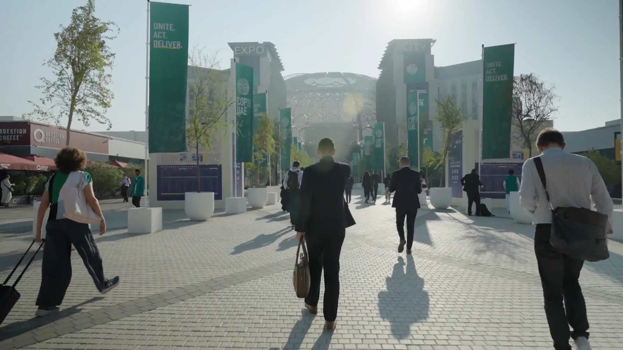 COP venue walkway with delegates