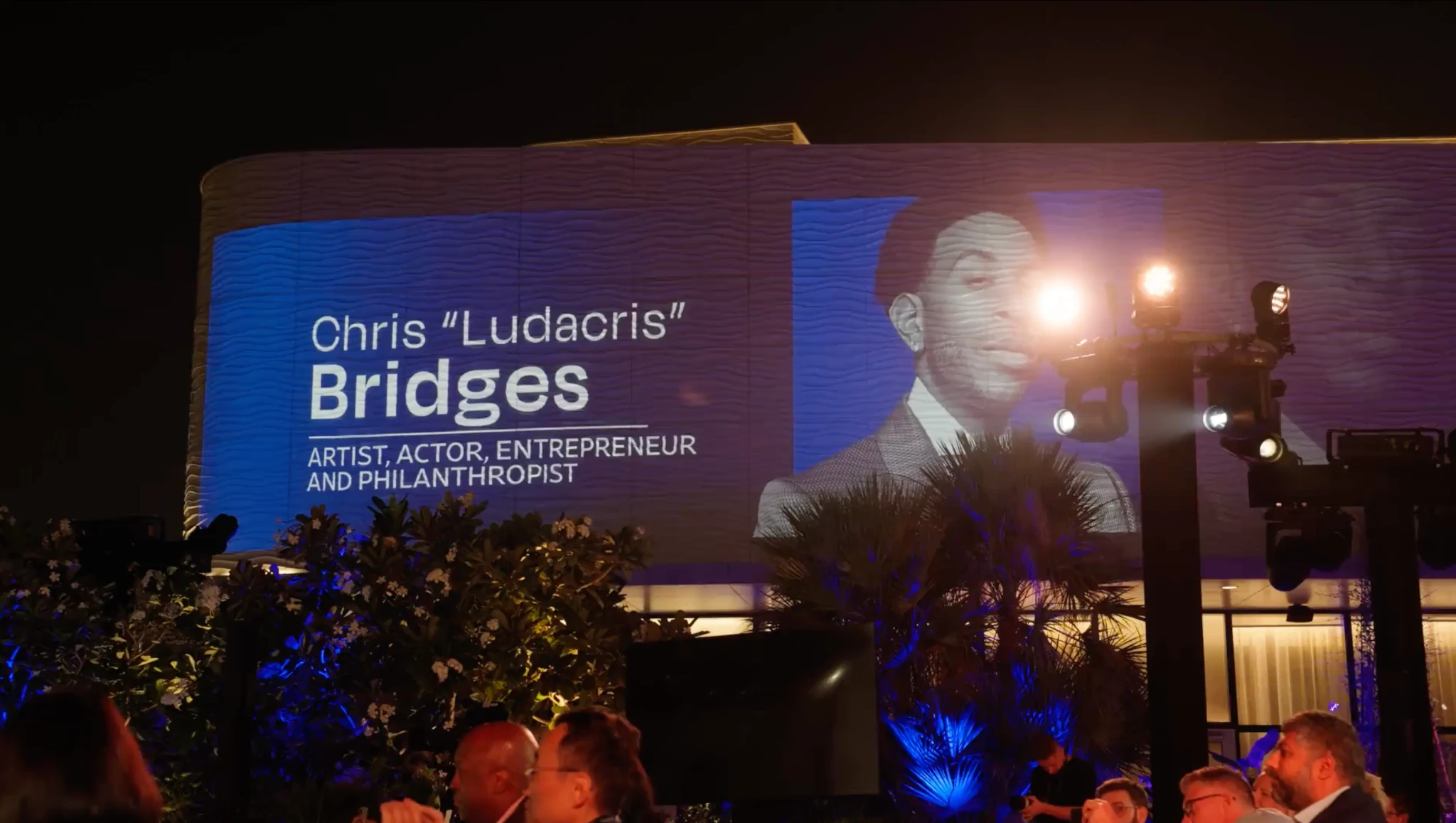Large-scale editorial evening activation projection