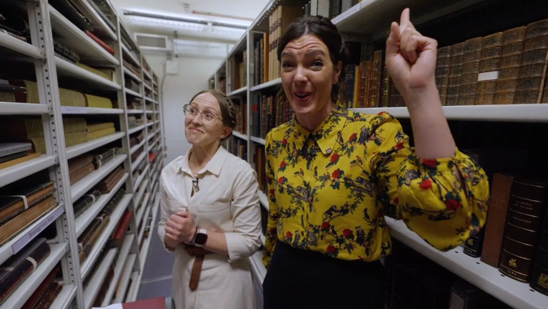 Presenter and contributor in an archive store