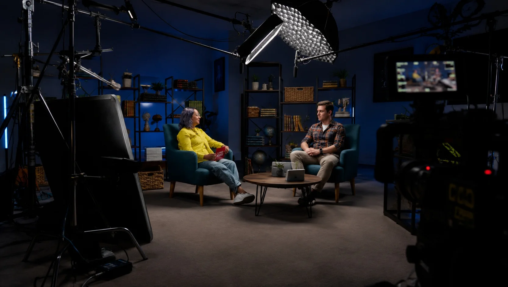 Behind-the-scenes interview setup for Royal Society content studio